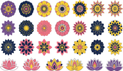 Fototapeta premium Colorful mandala and lotus flower mandala designs Vector