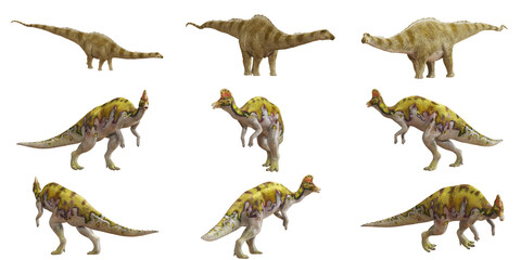 Diverse dinosaur species in detailed profile views © Ilie