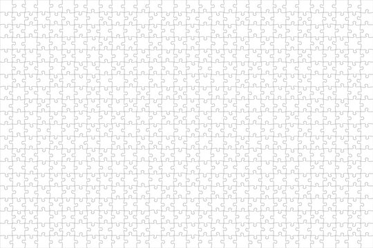 Jigsaw puzzle blank template or cutting guidelines of transparent pieces. Pieces are easy to separate (every piece is a single shape). Jigsaw puzzle transparent template. Vector illustration
