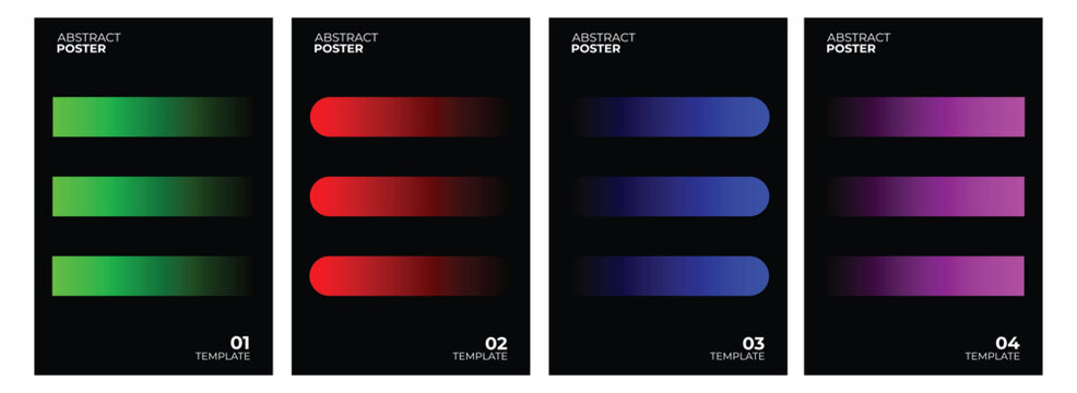 Set of abstract posters with gradient shapes
