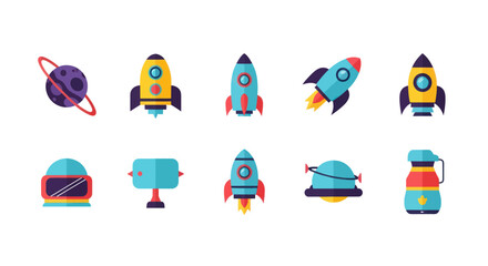 Colorful space elements illustration © Jean