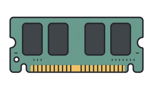 Computer RAM stick memory module isolated on white background.