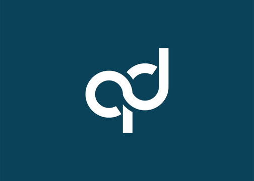 Modern Minimalist QD Letter Logo Monogram. Minimal, geometric lettermark conveys professionalism, unity, and contemporary style