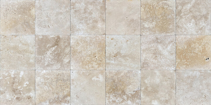 Seamless travertine stone tile texture. High-resolution texture for floors or walls.