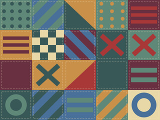 Obraz premium Stitched Quilt Squares Pattern Cottagecore Design