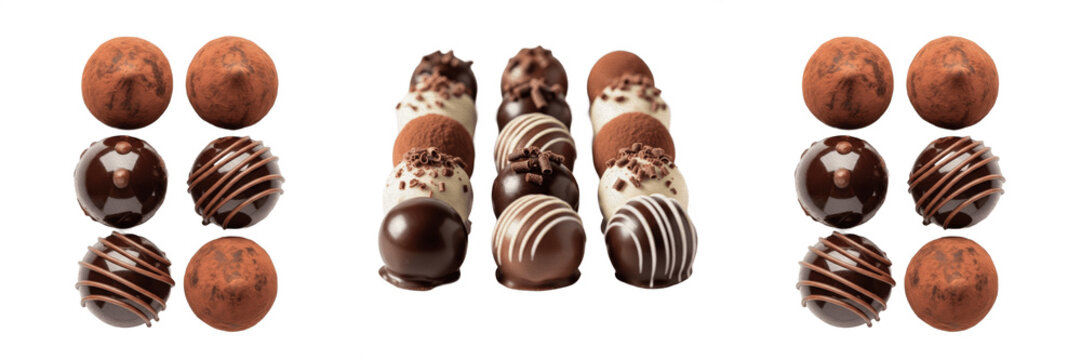 Gourmet Box of Assorted Chocolate Truffles PNG, Luxury Sweet Dessert Isolated on Transparent Background, Valentine's Day Gift Clipar