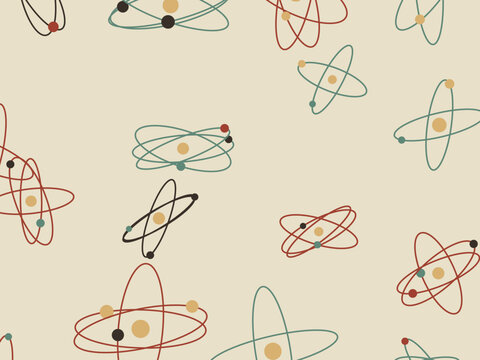 Atomic Orbits Mid Century Retro Pattern Background