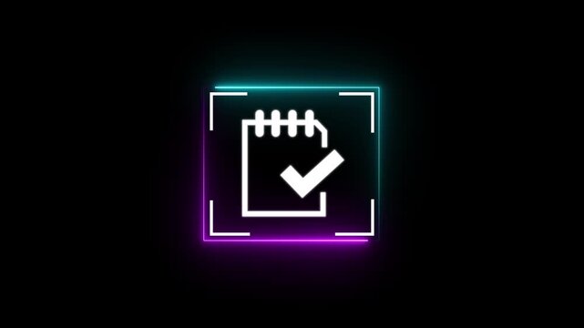 Effective time planning and management concept. Business or project or task planning. Daily plan. Timeline planning and management icon on glow black clear background and copy space.4k