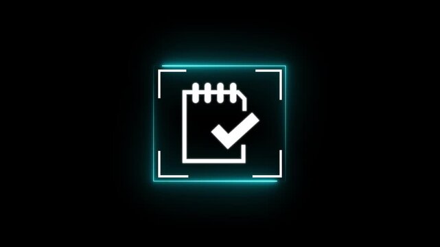 Effective time planning and management concept. Business or project or task planning. Daily plan. Timeline planning and management icon on glow black clear background and copy space.4k