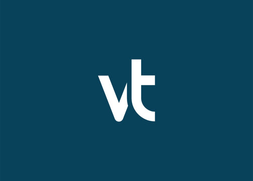 Modern Minimalist VT Letter Logo Monogram. Minimal, geometric lettermark conveys professionalism, unity, and contemporary style
