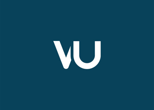 Modern Minimalist VU Letter Logo Monogram. Minimal, geometric lettermark conveys professionalism, unity, and contemporary style
