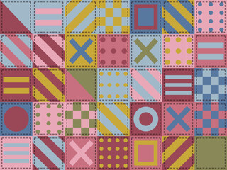 Obraz premium Folk Art Quilt Pattern Vintage Textile Design