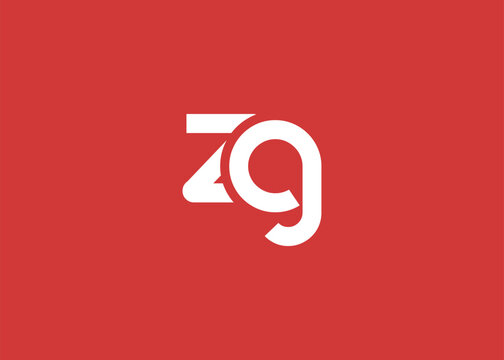Modern Minimalist ZG Letter Logo Monogram. Minimal, geometric lettermark conveys professionalism, unity, and contemporary style