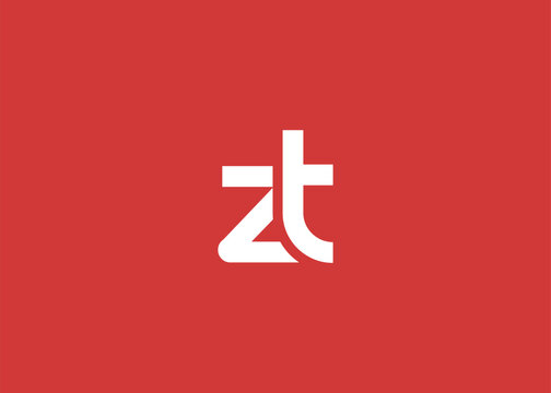 Modern Minimalist ZT Letter Logo Monogram. Minimal, geometric lettermark conveys professionalism, unity, and contemporary style