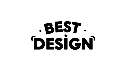 Fototapeta premium Bold black and white text design with star illustration on a white background