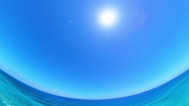 Ocean and sky inverted reverse fish eye footage