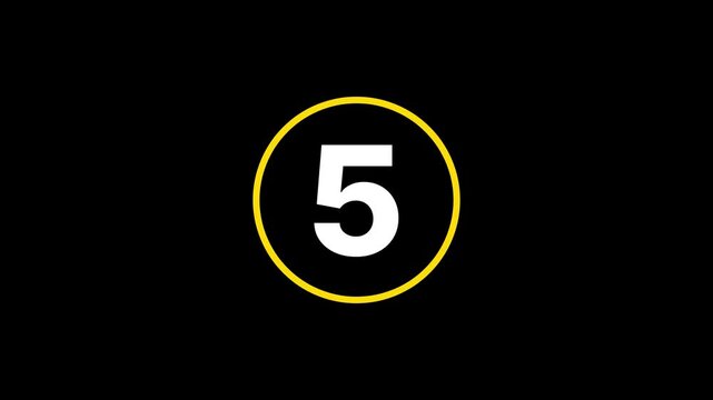 10 seconds countdown timer animation on black alpha channel background
