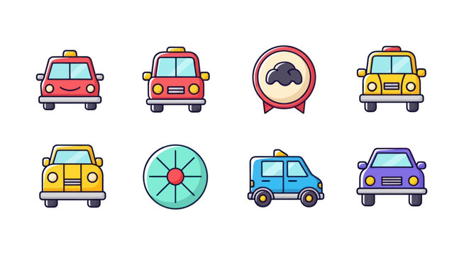 Cartoon car icons set