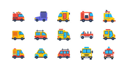 Naklejka premium Cartoon transportation vehicles collection