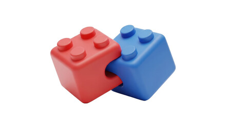 Naklejka premium Red and blue LEGO blocks connected