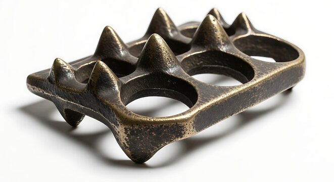 Isolated metallic knuckle dusters, brass knuckles, brass knuckles, weapon, brass knuckles