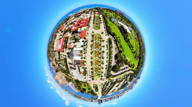 Palm Beach Florida is at the top of the world in his miniature planet shot with an aerial drone