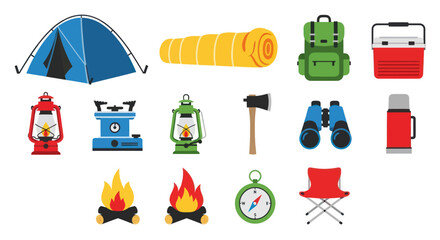 Fototapeta premium Camping equipment vector illustration