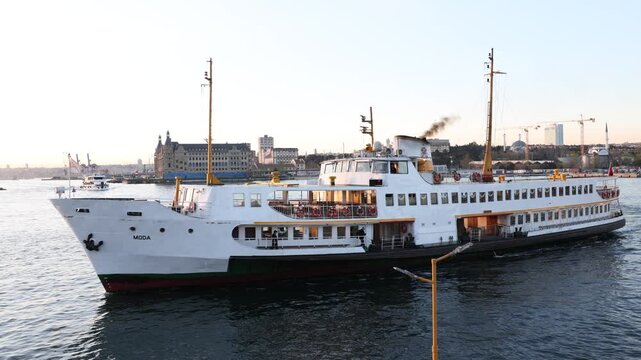 Beautiful Istanbul bosphorus landscape. Ferries at Kadikoy District. Istanbul, Turkey.