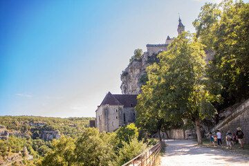 Obraz premium Sanctuary and castle built into the cliffs of Rocamadour France