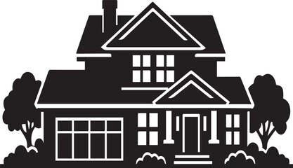 Fototapeta premium Black and white house icon on transparent background for real estate concepts