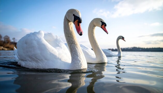 Two swans on water