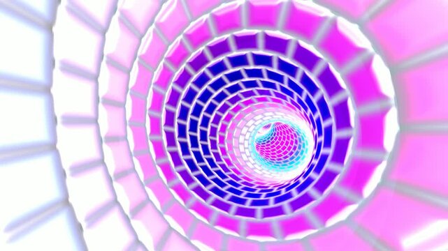 Neon Spiral Grid Tunnel Background Loop 4K Futuristic Motion