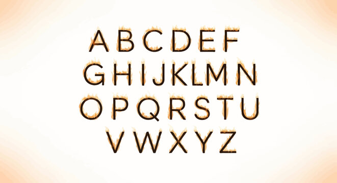 Alphabet letters in gold color.
