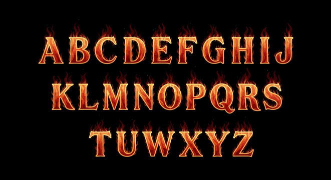 Alphabet letters in orange color.