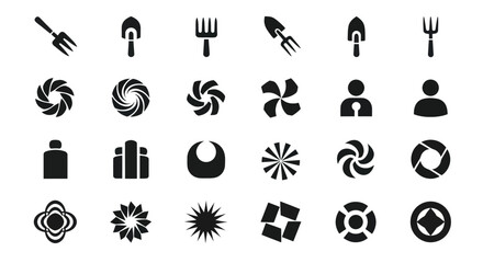 Fototapeta premium Black and white vector icon set