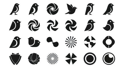 Fototapeta premium Black and white vector icons collection