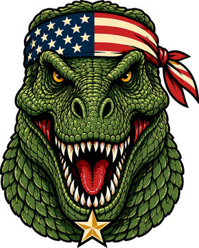 T-Rex Patriotic USA Dinosaur American Flag Bandana Design