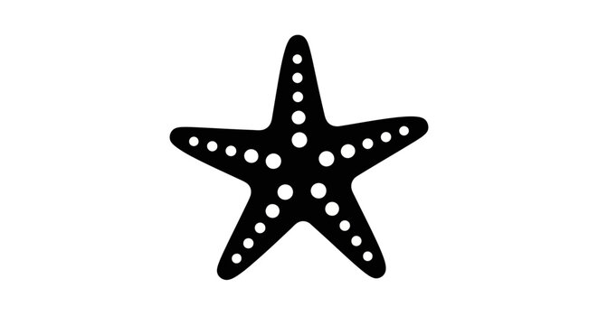Black starfish silhouette on white background