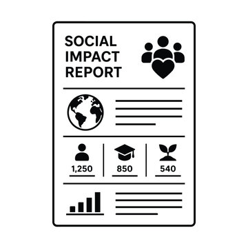 Social impact report icon with social impact report and ESG metrics for Social Governance accountability