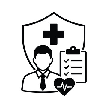 Employee health shield icon with employee health shield and compliance checklist for Social Governance workplace safety