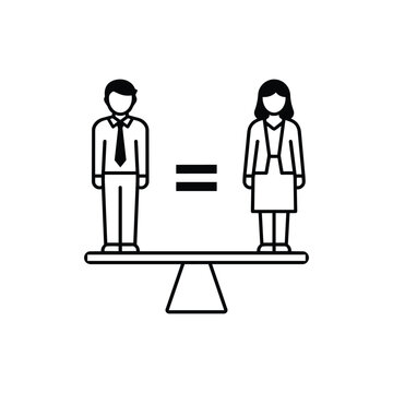 Gender equality scale icon with gender equality scale and man woman symbol for Social Governance workplace equity