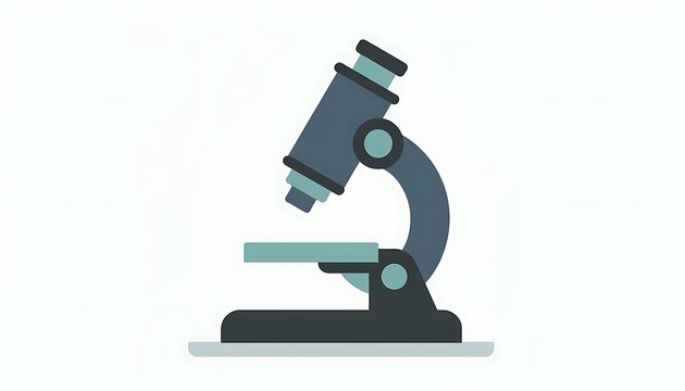Flat vector illustration of a modern laboratory microscope isolated on white background.