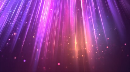 Fototapeta premium Abstract purple and pink glowing light streaks with shimmering particles descending