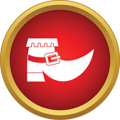 Naklejka premium Leprechaun boot with buckle as an icon on red circle background