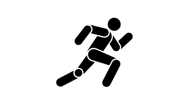 Black Runner Silhouette Icon on White Background