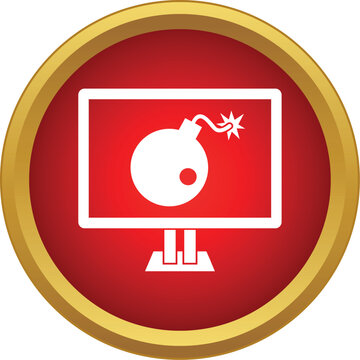 Computer monitor showing a bomb icon, representing a digital threat or malware
