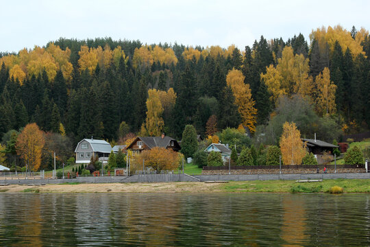 autumn landscape with lake