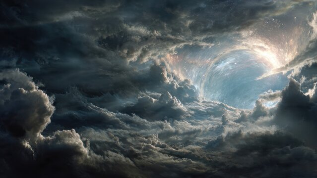 Dramatic Storm Clouds with Celestial Portal