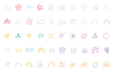 Obraz premium Set of hand drawn comic book sound effects and symbols