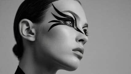 Fototapeta premium Woman with Bold Black Eyeliner Makeup